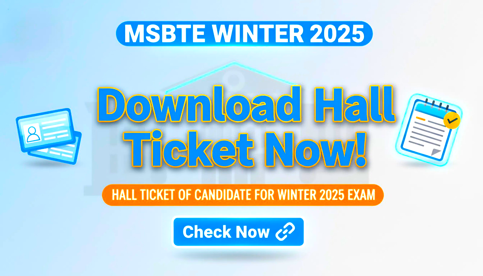 A student holding an MSBTE hall ticket for the Winter 2025 exam.