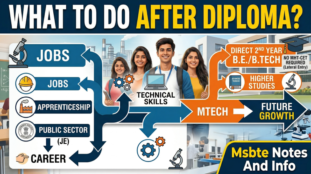 Diagram representing various career pathways after completing a polytechnic diploma.