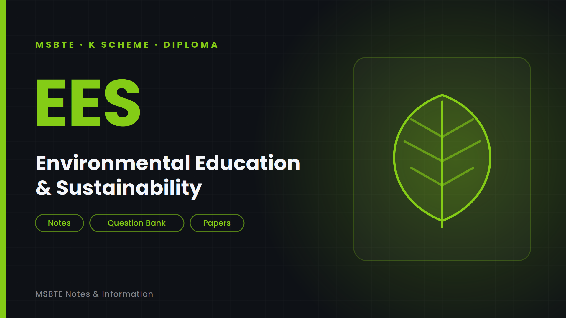MSBTE K Scheme Environmental Education and Sustainability (EES 314301) Notes PDF Download